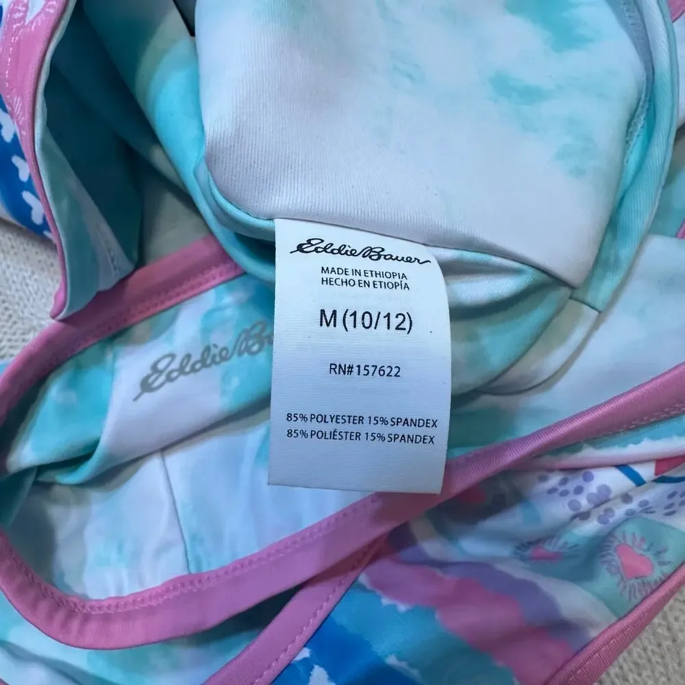 Eddie Bauer Three Piece Swimsuit Tankini with Rash Guard Top sz L (10-12)